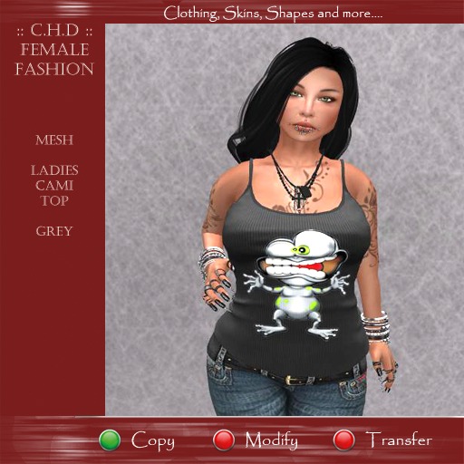 .::[> C.H.D <]::. Mesh_Ladies_Cami Top Grey - Crazy