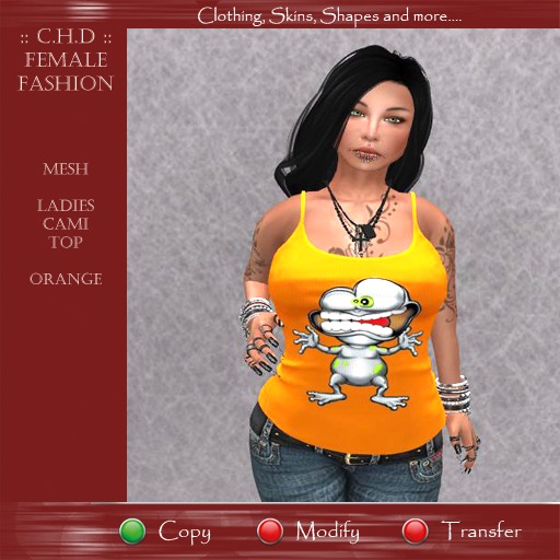 .::[> C.H.D <]::. Mesh_Ladies_Cami Top Orange - Crazy