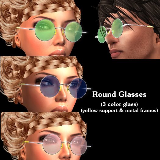 Round glasses yellow support and grey frames