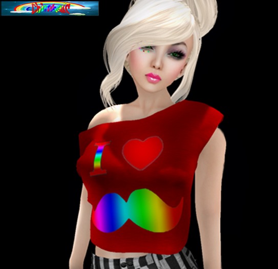 %ChimHair% Mesh Top Mustache Rainbow Red