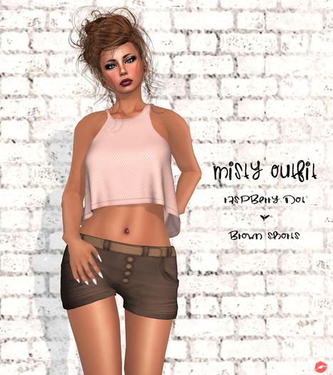 -FB- Misty Outfit -Raspberry Dot & White Shorts-