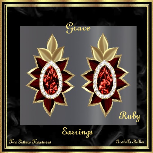 TST - GRACE RUBY GOLD BACK EARRINGS YG.