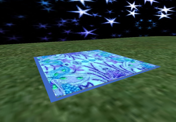 alfombra azul y verde con un borde azul