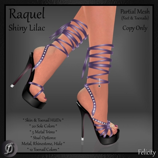 *Felicity* Raquel Stilettos - Shiny Lilac High Heels Partial Mesh (20 Shoe Sole Colors, Trim & Stud Options) Sandals