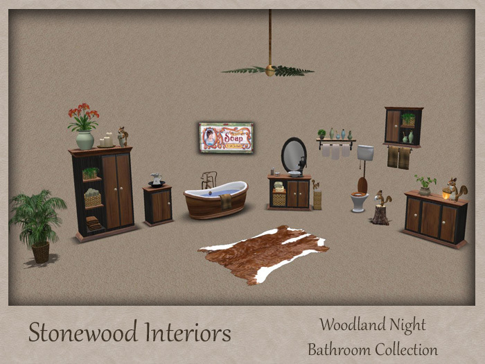 Second Life Marketplace - Stonewood Interiors Woodland Night Bathroom