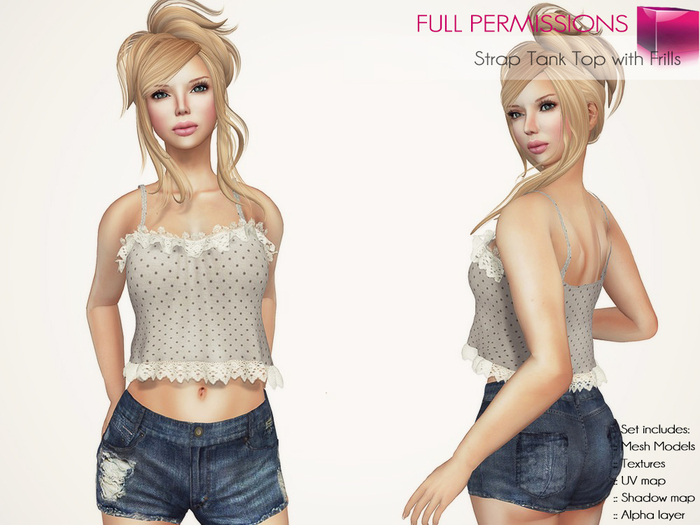 MI87070 Strap Tank Top with Frills