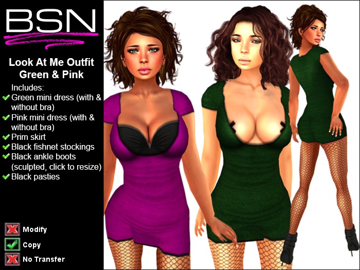 BSN Look At Me Outfit - Green & Pink