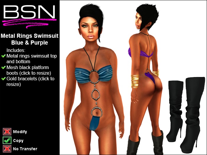 BSN Metal Rings Swimsuit - Blue & Purple