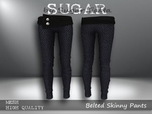 SUGAR Belted Skinny Pants BLUE TWEED Boxed