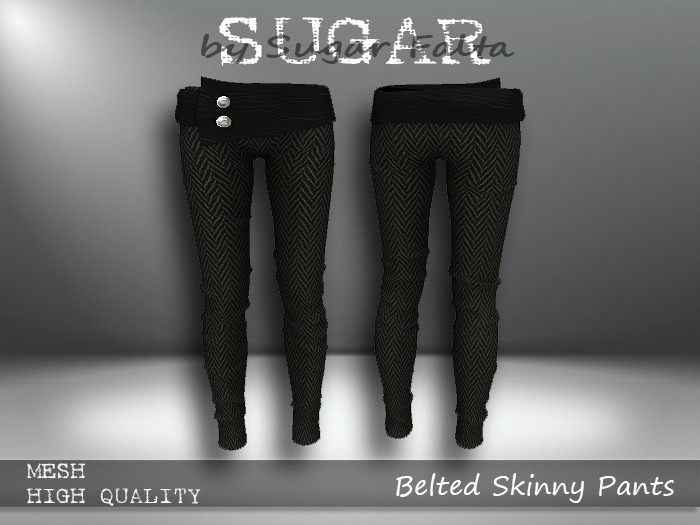 SUGAR Belted Skinny Pants KHAKI TWEED Boxed