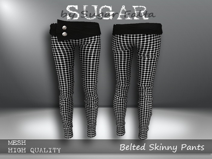 SUGAR Belted Skinny Pants GINGHAM Boxed