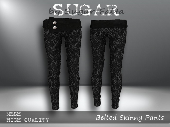 SUGAR Belted Skinny Pants RAVEN LACE Boxed