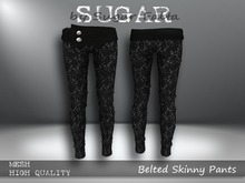 SUGAR Belted Skinny Pants RAVEN LACE Boxed