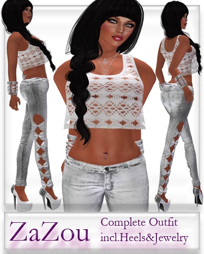 ZaZou Mesh TrendyChic Complete Outfit white