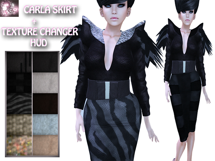 N1CO Carla Pencil Skirt + Texture changer HUD (mesh) BAGGED