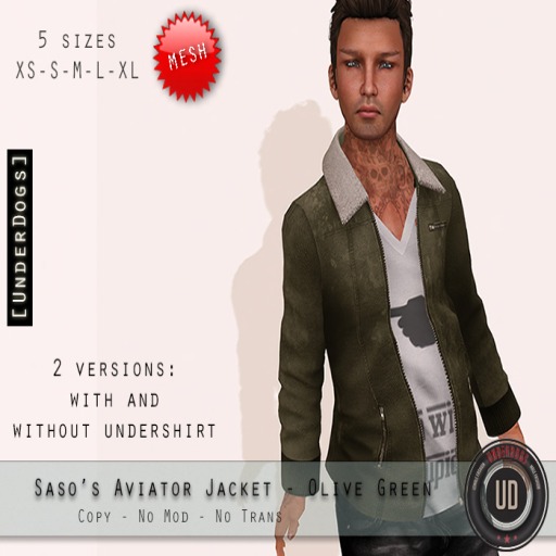 [UnderDogs] - Saso's Aviator Jacket - Olive Green - Mesh 