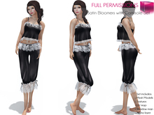RIGGED MESH Women's Satin Ruffled Spaghetti Strap Cami Top with Ruffled Bloomers Outfit - 3 TEXTURES