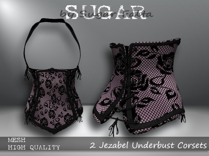 SUGAR Jezabel Underbust Corset - PINK FISHNET Boxed