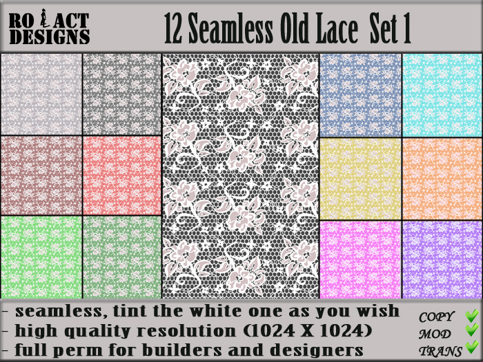 Ro!Act Designs 12 Seamless Old Lace Set 1