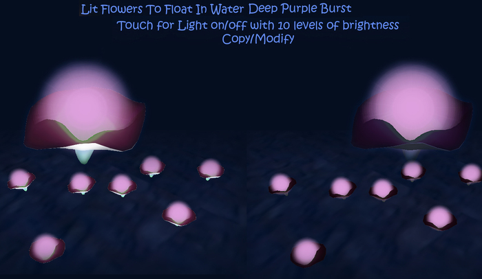Lit Flowers To Float In Water Violet Burst *CHB*
