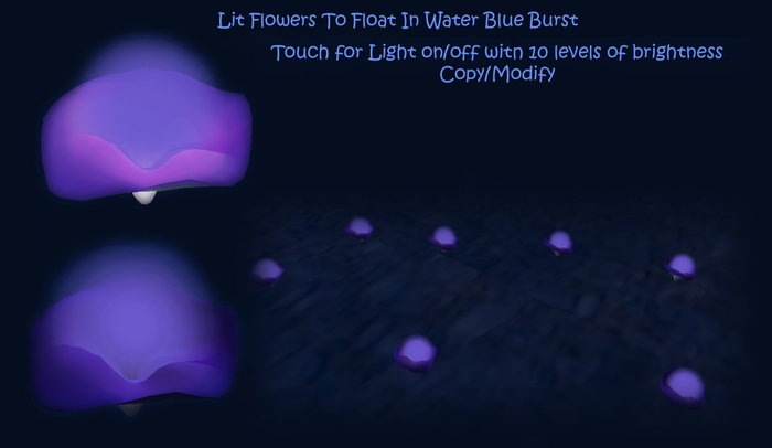 Lit Flowers To Float In Water Blue Burst *CHB*