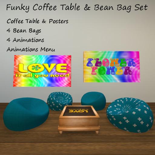Funky Coffee Table & Bean Bag Set