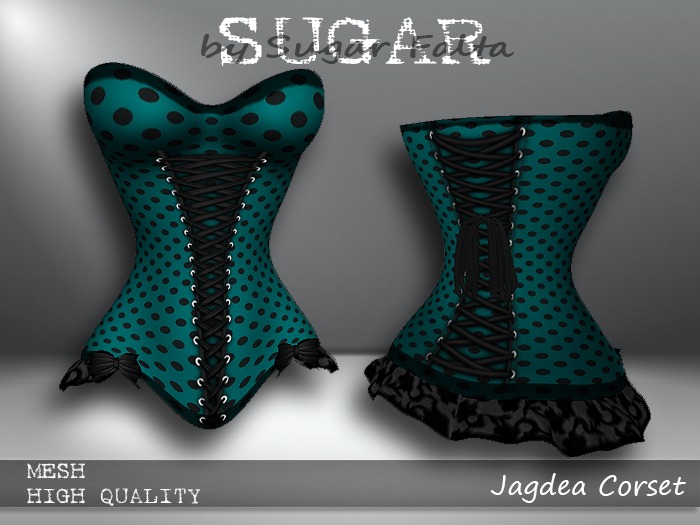 SUGAR Jagdea Corset TEAL POLKADOT Boxed
