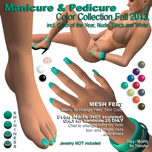 Mesh Ladies Feet/Prim Nails w/Skin & Nail Color Change Fall13