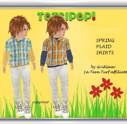 TOTSIPOP! Spring Plaid Shirt Child Mesh Clothing Set