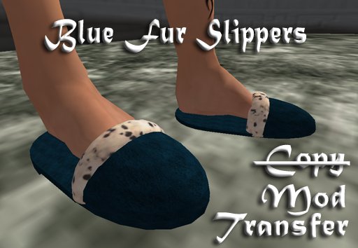 Blue Fur Slippers