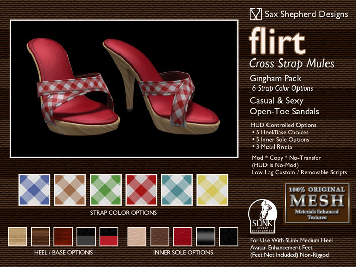 ! !SSD ~ Flirt Cross Strap Mules (Gingham)