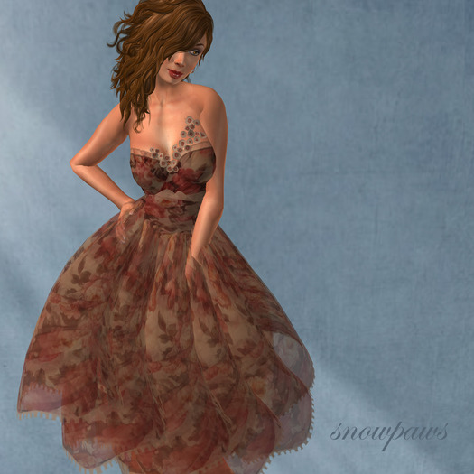 Snowpaws Floral Bustier Dress - Tea Stained