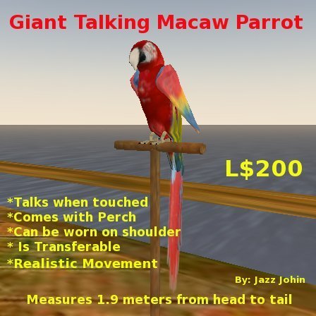 Large Scarlet Macaw Parrot Boxed(w/perch)