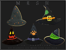 T-3D Creation [ Halloween Cookie Witch Hat ] MICRO MESH - Full Perm -