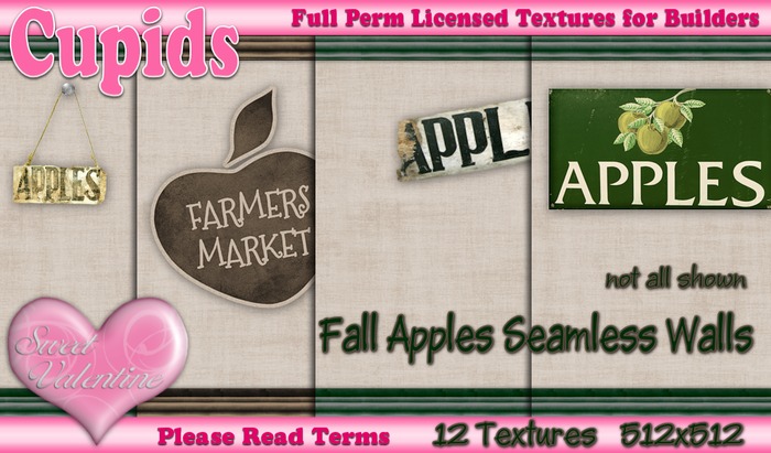 *Cupids Textures * 12 FALL APPLES WALLS seamless