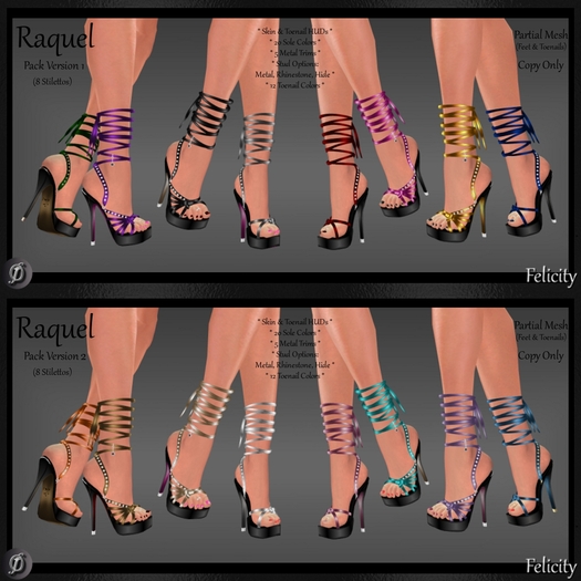 *Felicity* Raquel Stilettos -  16 Mega Pack Shiny High Heels (Color Change Sole Partial Mesh Shoes) Trim & Stud Options