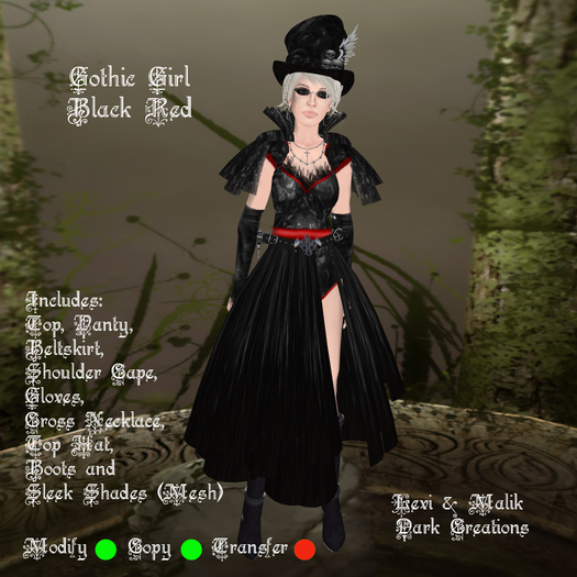 Gothic Girl Black Red