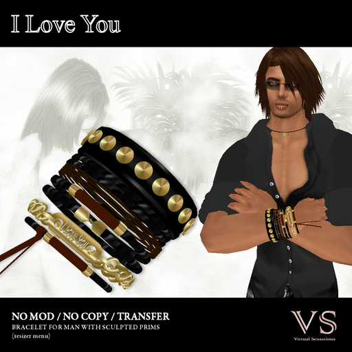 >> Virtual Sensations << Bracelet for Man " I Love You"