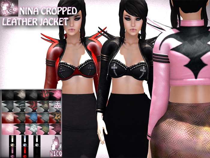N1CO Nina Cropped Leather Jacket + Texture HUD(mesh) BAGGED