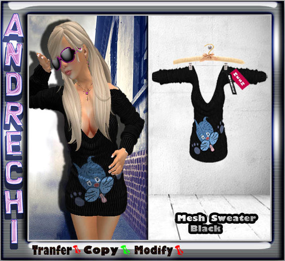 "=AnDreChi="  -Mesh Sweater-Black