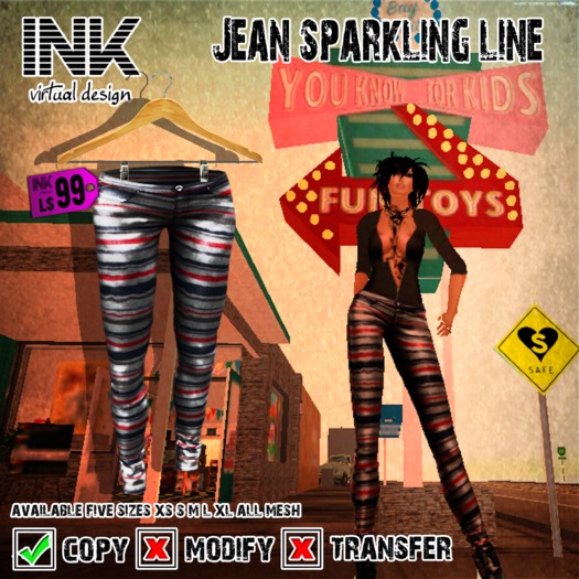 Jean sparkling line INK MESH