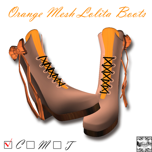 [JB]Orange Mesh Lolita Boots