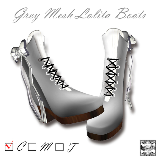 [JB]Grey Mesh Lolita Boots