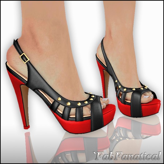 `FabFanatical  ~Mesh Sandals Black- Red