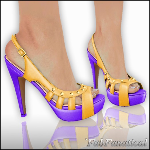 `FabFanatical  ~Mesh Sandals Purple -Yellow