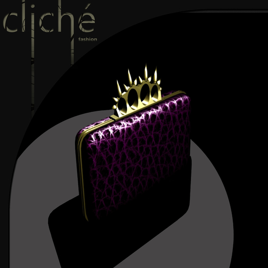 [CF] Spiked Knuckle Clutch (violet gator)(boxed)