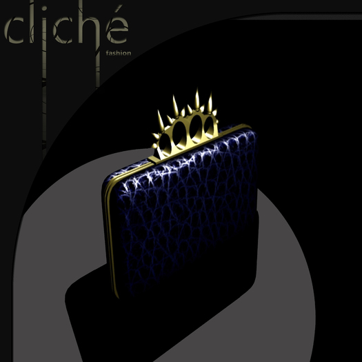 [CF] Spiked Knuckle Clutch (drk blue gator)(boxed)