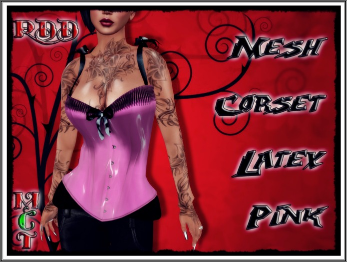 Mesh Corset Latex Pink