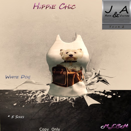Tee Hippie Chic White Dog