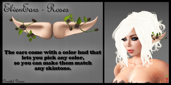 .:DD:. Elf Ears - Roses - Black Roses **SALE** 